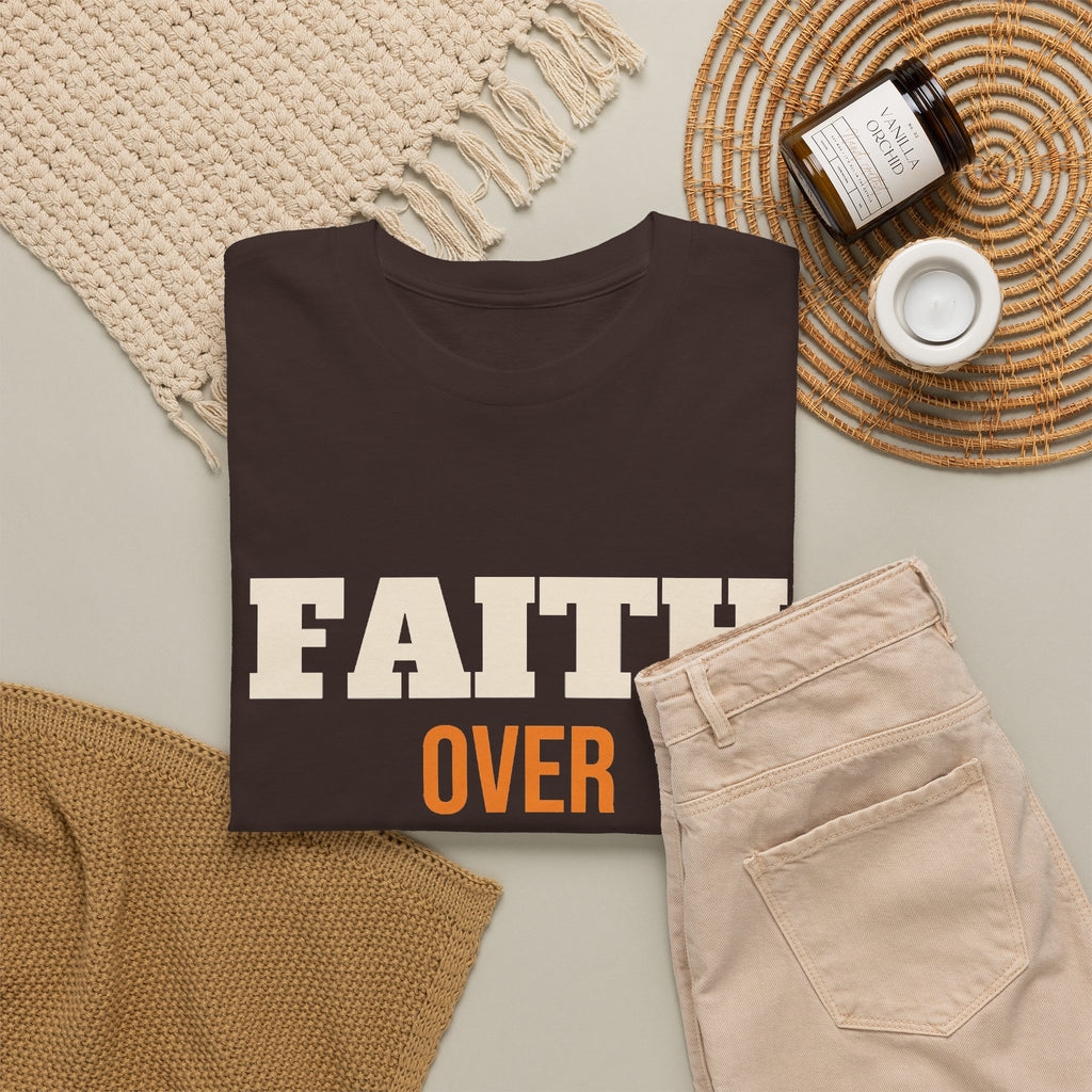 Christian Faith Over Fear T-Shirt, Religious Gift for Women and Men, Church, Easter and Christmas Gift