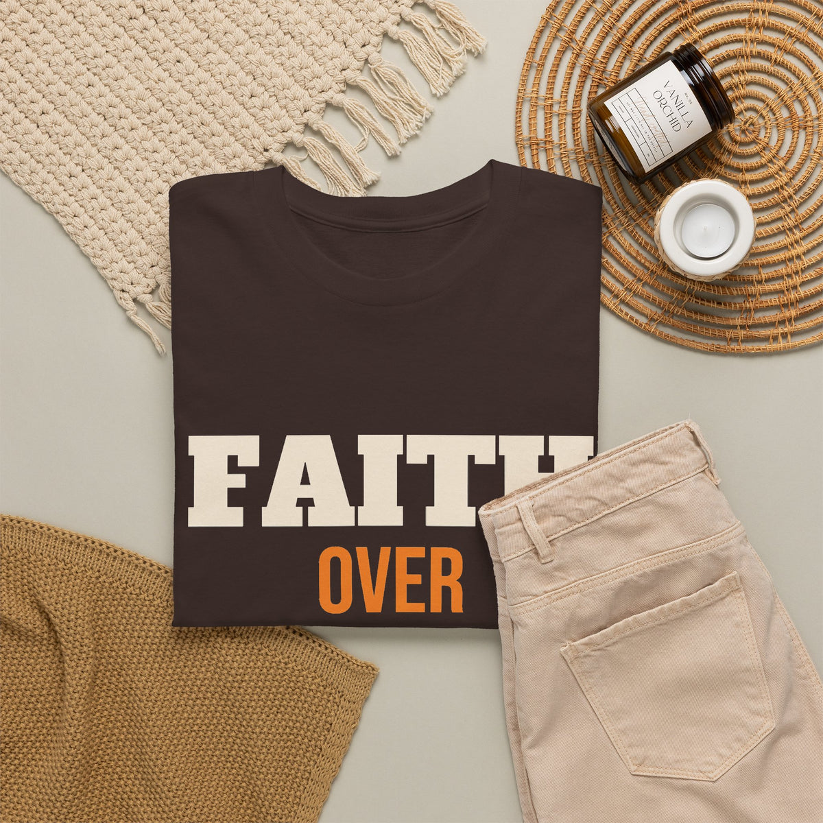 Christian Faith Over Fear T-Shirt, Religious Gift for Women and Men, Church, Easter and Christmas Gift