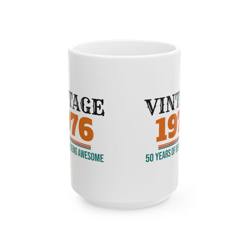 50th Birthday Vintage 1976 Coffee Mug, 50 Year Old Birthday Gift for Men and Women, 50th Birthday Party Gift