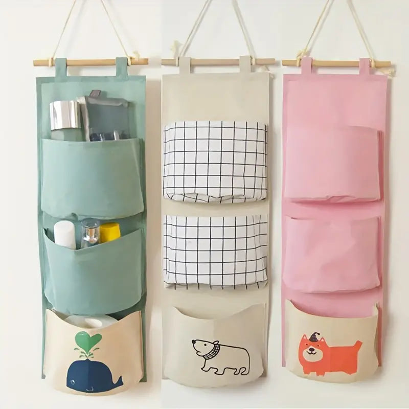 Cotton and Linen Hanging Storage Bag for Home Organization view 2