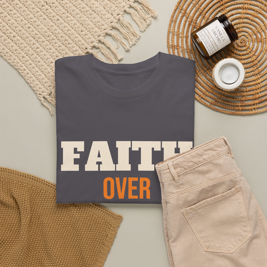 Christian Faith Over Fear T-Shirt, Religious Gift for Women and Men, Church, Easter and Christmas Gift