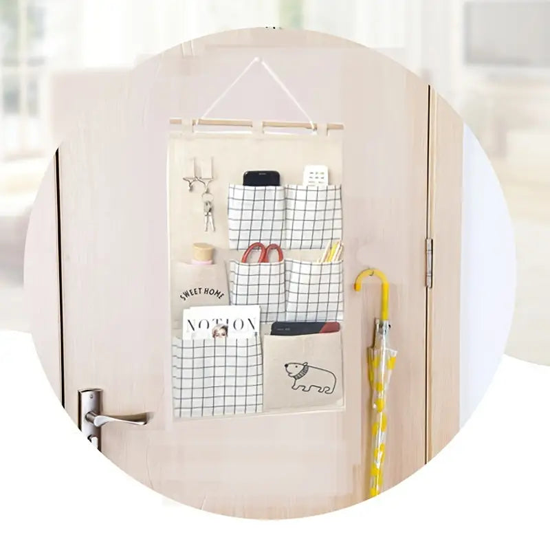 Cotton and Linen Hanging Storage Bag for Home Organization view 3