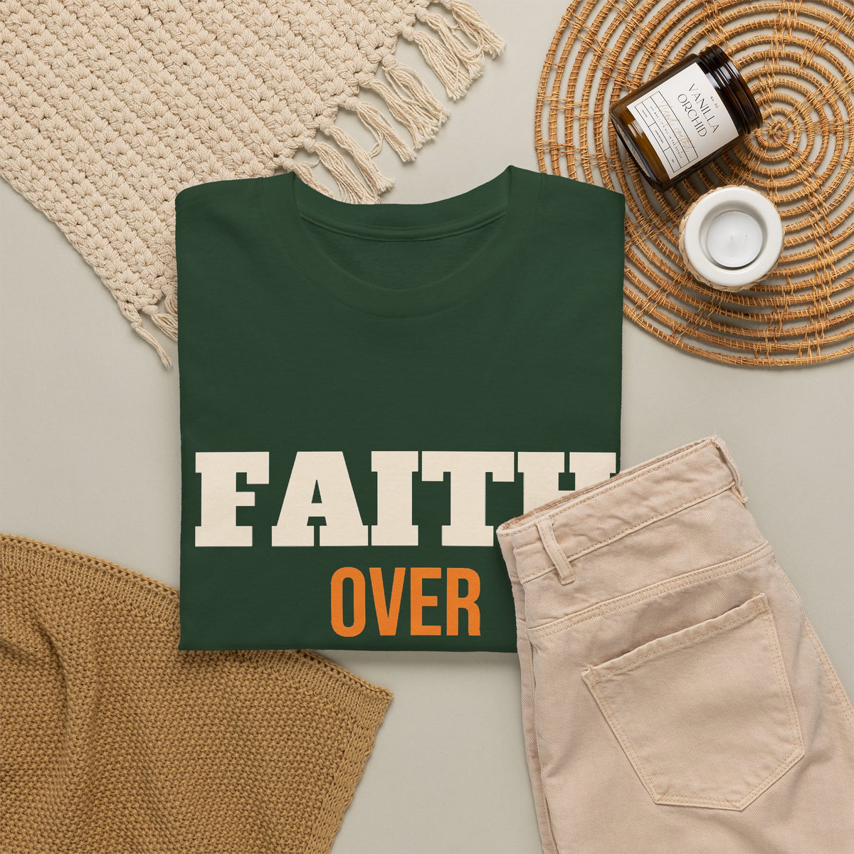 Christian Faith Over Fear T-Shirt, Religious Gift for Women and Men, Church, Easter and Christmas Gift