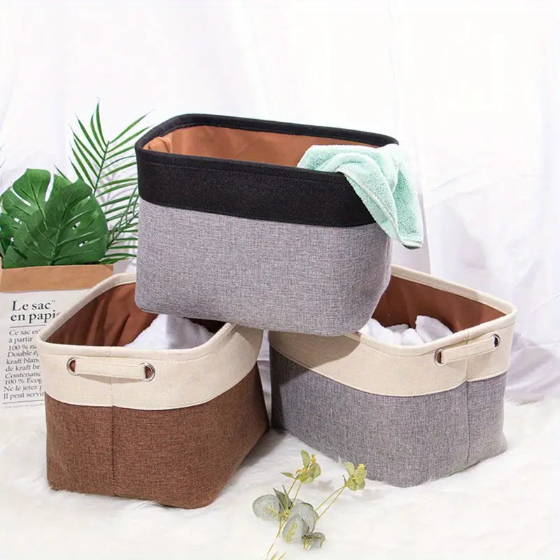 Collapsible Cotton Linen Storage Box for Home Organization