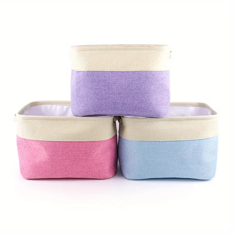Collapsible Cotton Linen Storage Box for Home Organization